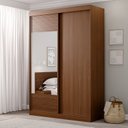 Ver imagem 1 de Guarda-Roupa Solteiro 2 Portas 1 Porta com Espelho Samambaia CabeCasa MadeiraOriginals Freijó