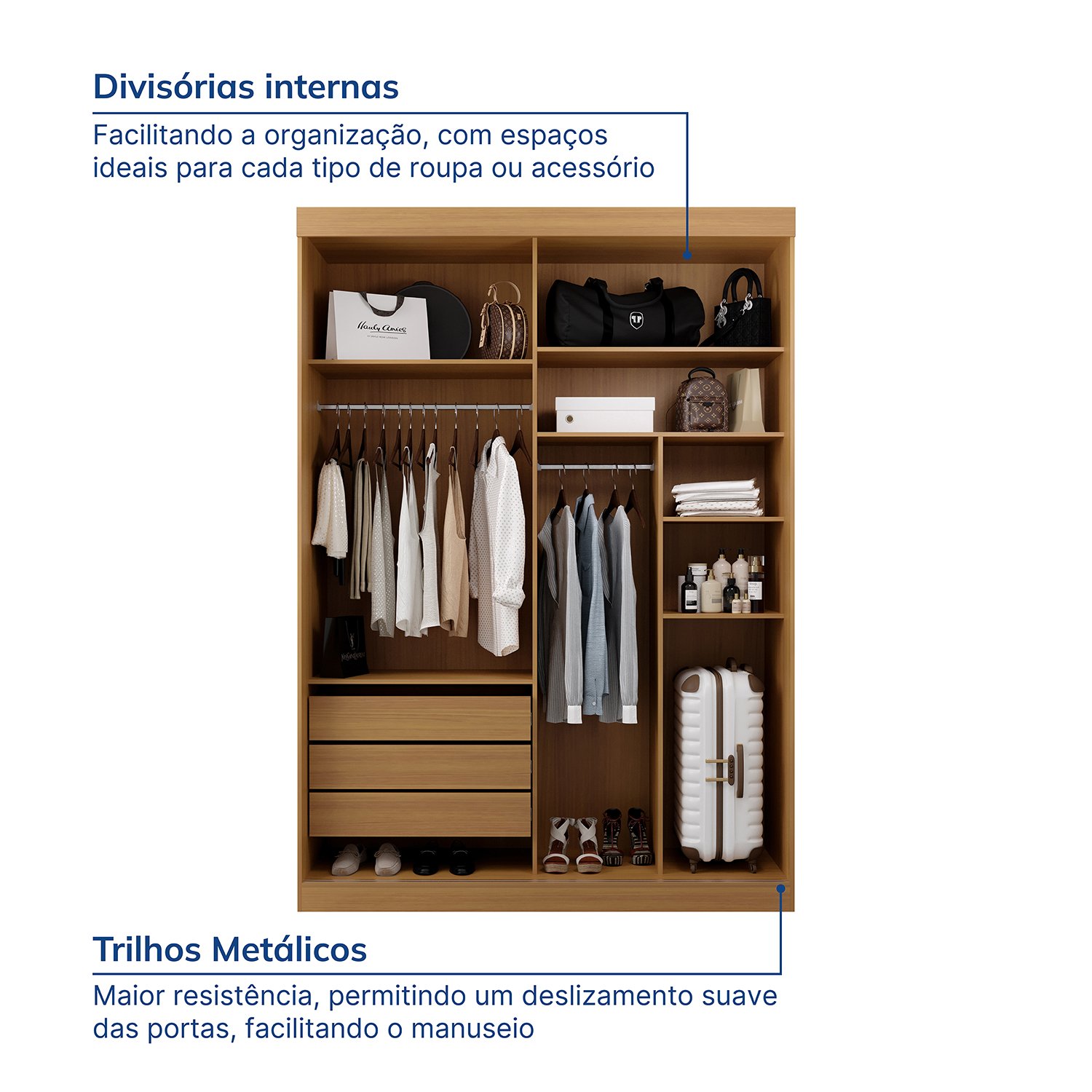 Guarda-Roupa Solteiro 2 Portas com Espelho Samambaia CabeCasa MadeiraMadeira - 5