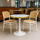 Ver imagem 2 de Conjunto Mesa de Jantar Redonda Majestic 70cm Branca com 2 Cadeiras Roma - Branco