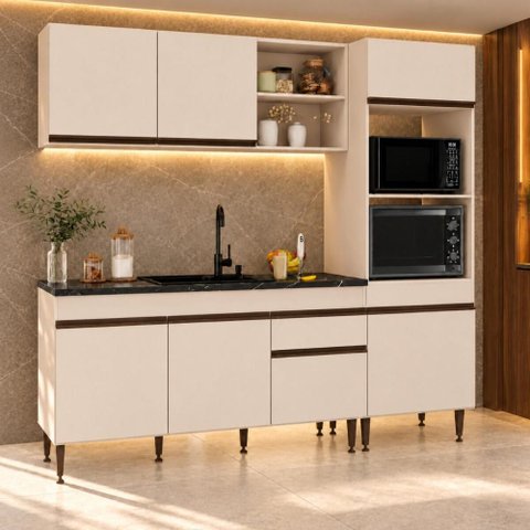 Cozinha Modulada Compacta 211,5cm Milano Multimóveis MP2400 - Vanilla