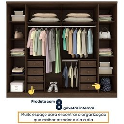 Quarto Casal Completo Guarda Roupa 6 Portas com Cômoda Cama e Cabeceira Tcil Móveis - 8