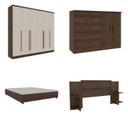 Ver imagem 3 de Quarto Casal Completo Guarda Roupa 6 Portas com Cômoda Cama e Cabeceira Tcil Móveis