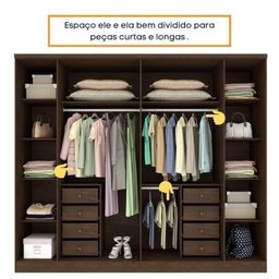 Quarto Casal Completo Guarda Roupa 6 Portas com Cômoda Cama e Cabeceira Tcil Móveis - 11
