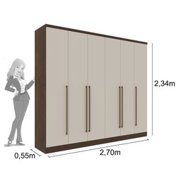 Quarto Casal Completo Guarda Roupa 6 Portas com Cômoda Cama e Cabeceira Tcil Móveis - 6