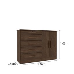 Quarto Casal Completo Guarda Roupa 6 Portas com Cômoda Cama e Cabeceira Tcil Móveis - 19