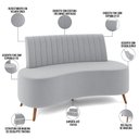 Ver imagem 4 de Sofá Chaise Living 2 Lugares 135cm para Sala Cayman K01 Veludo Cinza - Lyam Decor