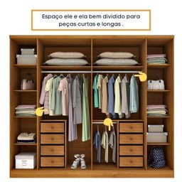 Quarto Casal Completo Guarda Roupa 6 Portas com Cômoda Cama e Cabeceira  - 10