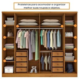Quarto Casal Completo Guarda Roupa 6 Portas com Cômoda Cama e Cabeceira  - 9