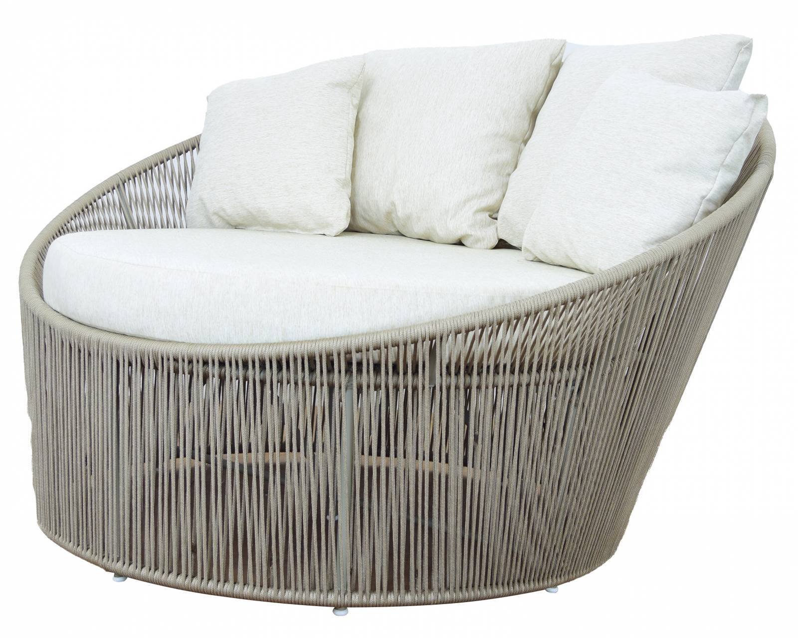 Chaise redondo, poltrona grande redonda confortável em corda náutica e alumínio - varandas e jardins