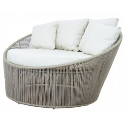 Chaise redondo, poltrona grande redonda confortável em corda náutica e alumínio - varandas e jardins - 1