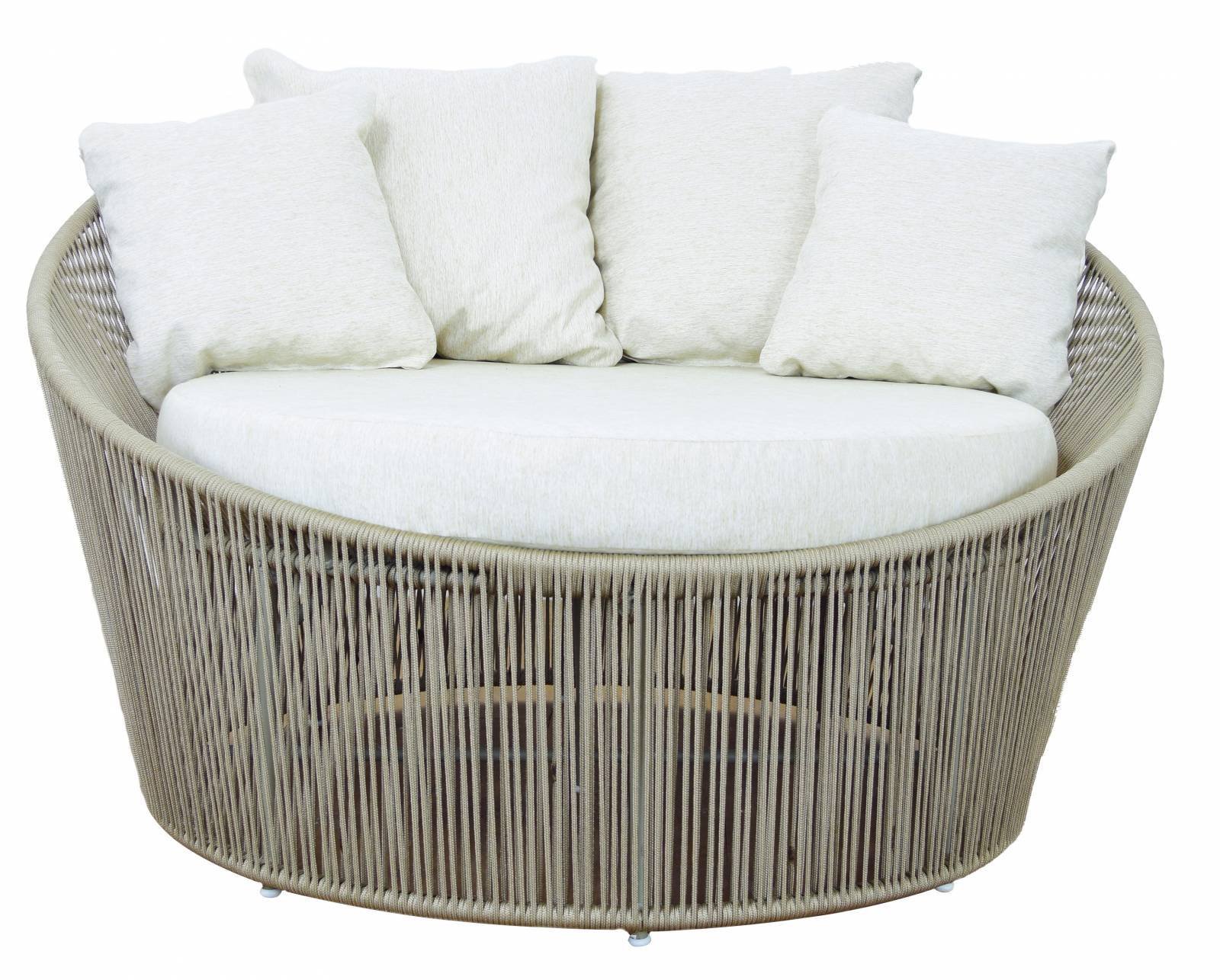 Chaise redondo, poltrona grande redonda confortável em corda náutica e alumínio - varandas e jardins - 2
