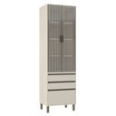 Ver imagem 1 de Paneleiro 70 Cm 2 Portas 3 Gavetas com Vidro Canelado Linea Pátina Ff/mocca Laca