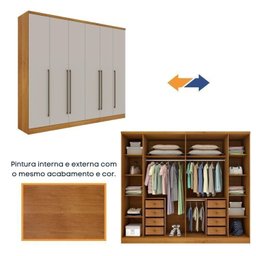 Quarto Casal Completo Guarda Roupa 6 Portas com Cômoda Cama e Cabeceira  - 11