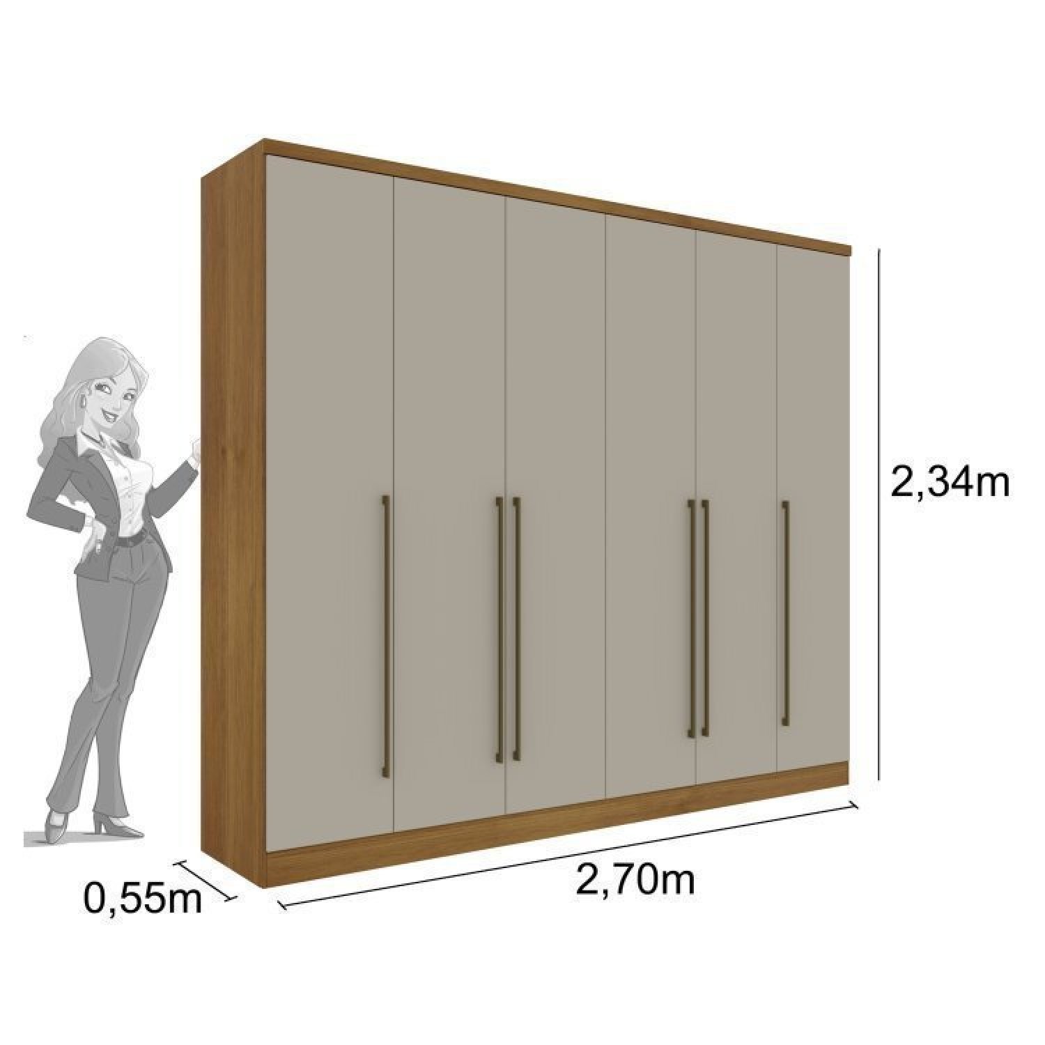 Quarto Casal Completo Guarda Roupa 6 Portas com Cômoda Cama e Cabeceira Tcil Móveis - 5