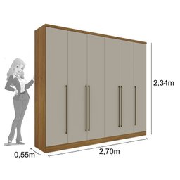 Quarto Casal Completo Guarda Roupa 6 Portas com Cômoda Cama e Cabeceira  - 5