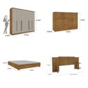 Ver imagem 3 de Quarto Casal Completo Guarda Roupa 6 Portas com Cômoda Cama e Cabeceira Bege/Cinamomo/Off White