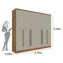 Ver imagem 5 de Quarto Casal Completo Guarda Roupa 6 Portas com Cômoda Cama e Cabeceira Bege/Cinamomo/Off White
