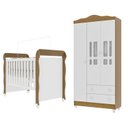 Ver imagem 2 de Conjunto Quarto Bebê Berço Mini Cama Mirelle Guarda Roupa 3 Portas 100% MDF Mirelle Branco/com Bétul