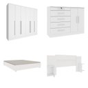 Ver imagem 2 de Quarto Casal Completo Guarda Roupa 6 Portas com Cômoda Cama e Cabeceira 