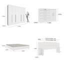 Ver imagem 3 de Quarto Casal Completo Guarda Roupa 6 Portas com Cômoda Cama e Cabeceira 