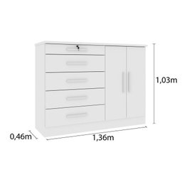Quarto Casal Completo Guarda Roupa 6 Portas com Cômoda Cama e Cabeceira  - 17