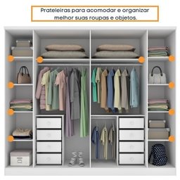 Quarto Casal Completo Guarda Roupa 6 Portas com Cômoda Cama e Cabeceira  - 6