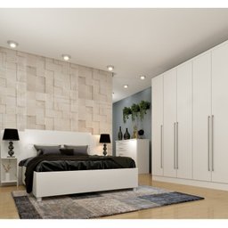 Quarto Casal Completo Guarda Roupa 6 Portas com Cômoda Cama e Cabeceira  - 1