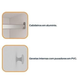 Quarto Casal Completo Guarda Roupa 6 Portas Veneza com Cama e Mesa de Cabeceira Neve  - 11