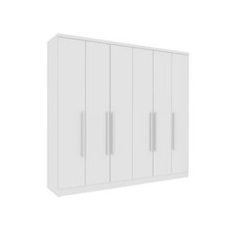 Quarto Casal Completo Guarda Roupa 6 Portas Veneza com Cama e Mesa de Cabeceira Neve  - 5