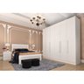 Quarto Casal Completo Guarda Roupa 6 Portas Veneza com Cama e Mesa de Cabeceira Neve  - 1
