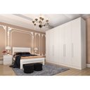 Ver imagem 1 de Quarto Casal Completo Guarda Roupa 6 Portas Veneza com Cama e Mesa de Cabeceira Neve