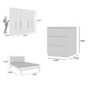 Ver imagem 3 de Quarto Casal Completo Guarda Roupa 6 Portas Veneza com Cama e Mesa de Cabeceira Neve Branco