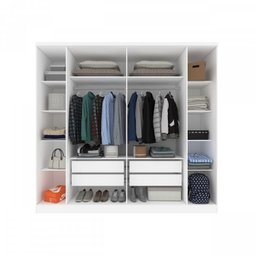 Quarto Casal Completo Guarda Roupa 6 Portas Veneza com Cama e Mesa de Cabeceira Neve  - 4