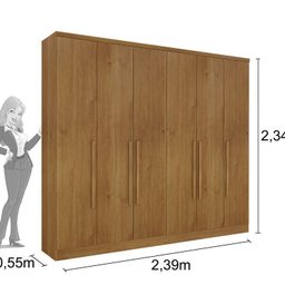 Quarto Casal Completo Guarda Roupa 6 Portas Veneza com Cama e Mesa de Cabeceira Neve  - 8