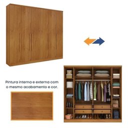 Quarto Casal Completo Guarda Roupa 6 Portas Veneza com Cama e Mesa de Cabeceira Neve  - 13