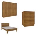 Ver imagem 2 de Quarto Casal Completo Guarda Roupa 6 Portas Veneza com Cama e Mesa de Cabeceira Neve Bege/Cinamomo