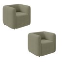 Ver imagem 1 de Poltrona Sala de Estar Decorativa Kit 2 Laguna Bouclê Verde K01 - D'Rossi