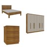 Quarto Casal Completo Guarda Roupa 6 Portas Veneza com Cama e Mesa de Cabeceira Neve  - 2