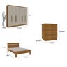 Quarto Casal Completo Guarda Roupa 6 Portas Veneza com Cama e Mesa de Cabeceira Neve  - 3