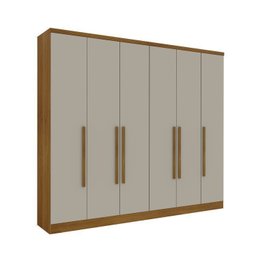 Quarto Casal Completo Guarda Roupa 6 Portas Veneza com Cama e Mesa de Cabeceira Neve  - 4