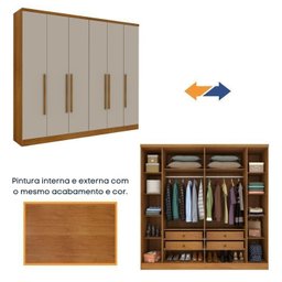 Quarto Casal Completo Guarda Roupa 6 Portas Veneza com Cama e Mesa de Cabeceira Neve  - 11