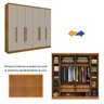 Quarto Casal Completo Guarda Roupa 6 Portas Veneza com Cama e Mesa de Cabeceira Neve  - 11
