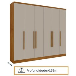 Quarto Casal Completo Guarda Roupa 6 Portas Veneza com Cama e Mesa de Cabeceira Neve  - 6