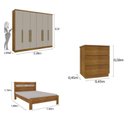 Ver imagem 3 de Quarto Casal Completo Guarda Roupa 6 Portas Veneza com Cama e Mesa de Cabeceira Neve Bege/Cinamomo/Off White