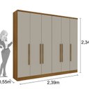 Ver imagem 5 de Quarto Casal Completo Guarda Roupa 6 Portas Veneza com Cama e Mesa de Cabeceira Neve Bege/Cinamomo/Off White