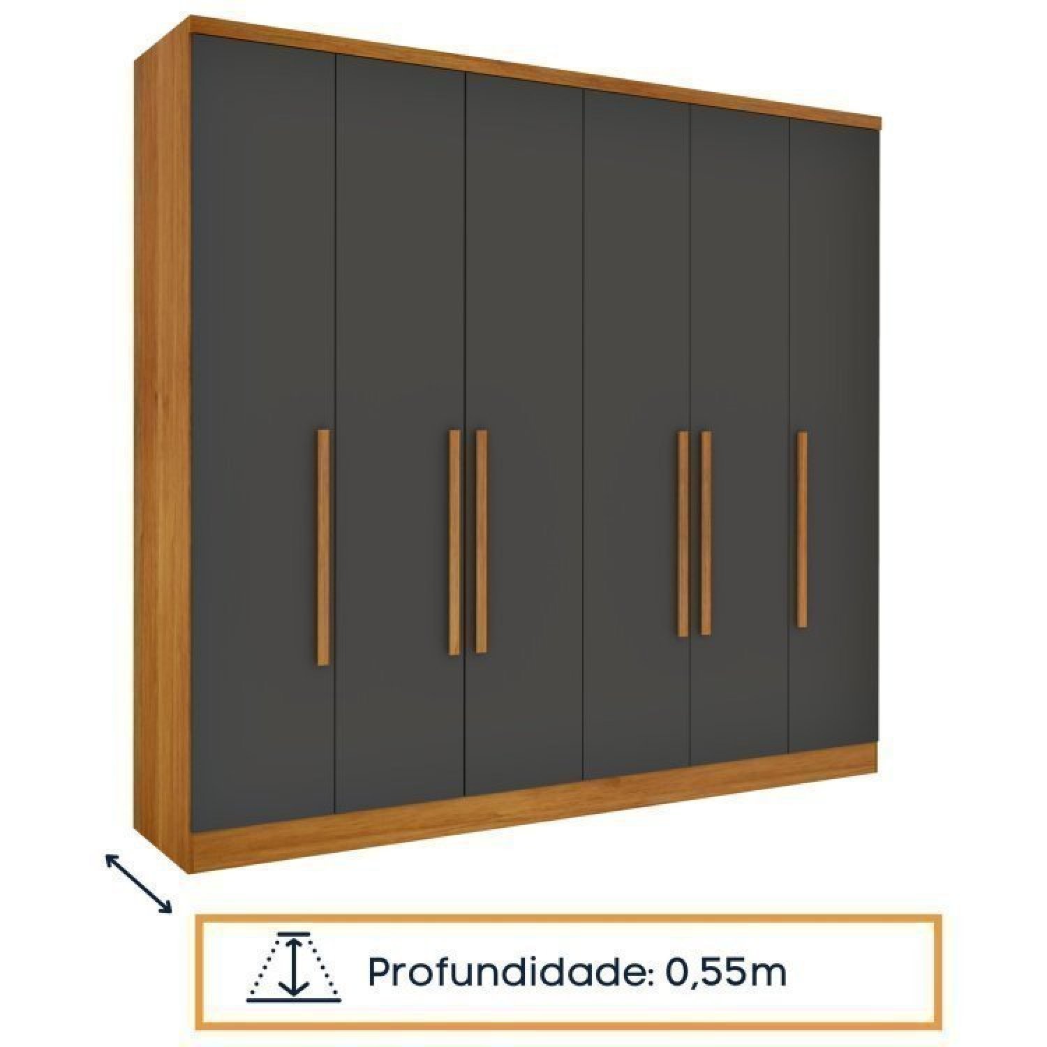 Quarto Casal Completo Guarda Roupa 6 Portas Veneza com Cama e Mesa de Cabeceira Neve  - 9