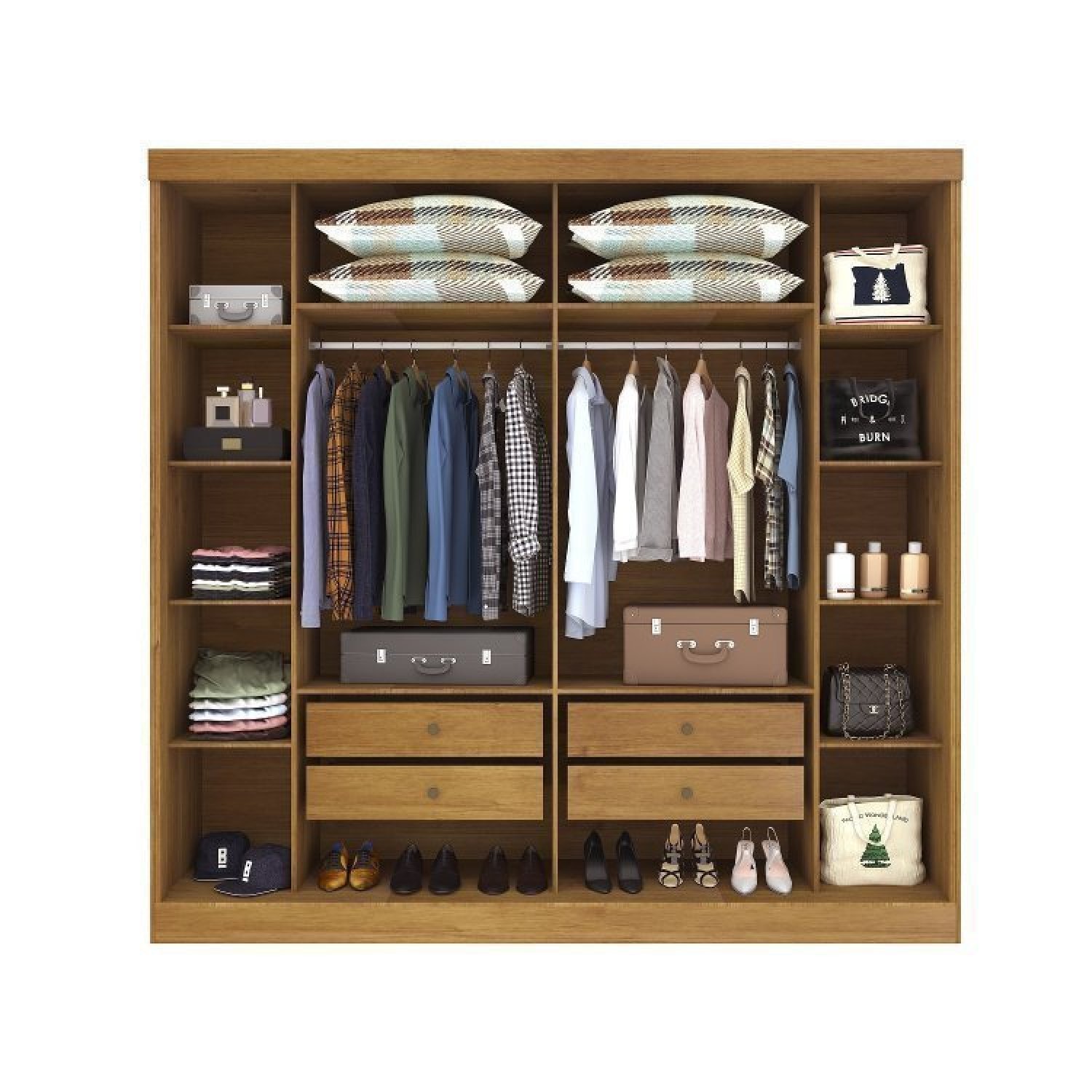 Quarto Casal Completo Guarda Roupa 6 Portas Veneza com Cama e Mesa de Cabeceira Neve  - 4