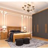 Quarto Casal Completo Guarda Roupa 6 Portas Veneza com Cama e Mesa de Cabeceira Neve  - 1