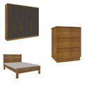 Ver imagem 2 de Quarto Casal Completo Guarda Roupa 6 Portas Veneza com Cama e Mesa de Cabeceira Neve