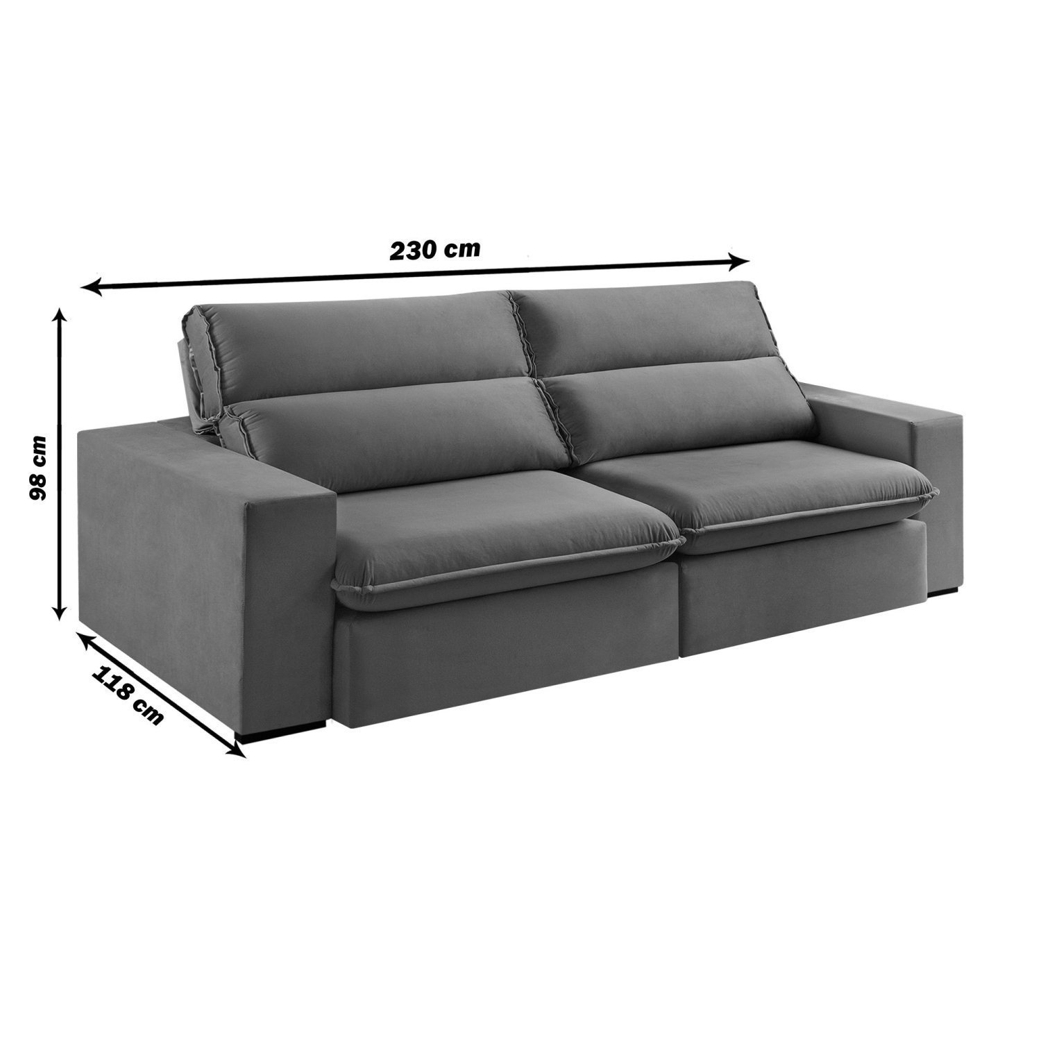 Sofá 2 Lugares 230cm Retrátil e Reclinável Free Veludo - 3